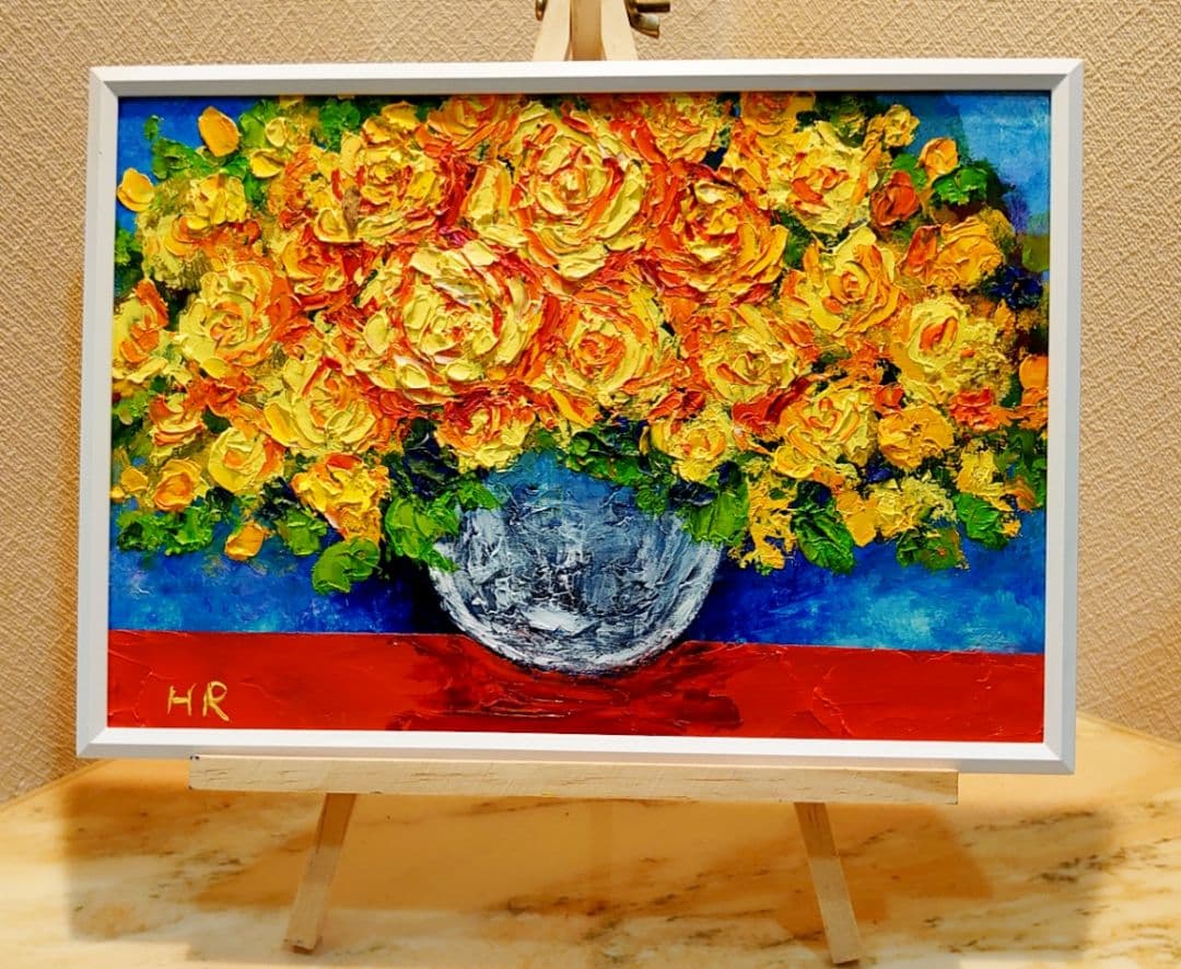 油絵 絵画【黄色花】