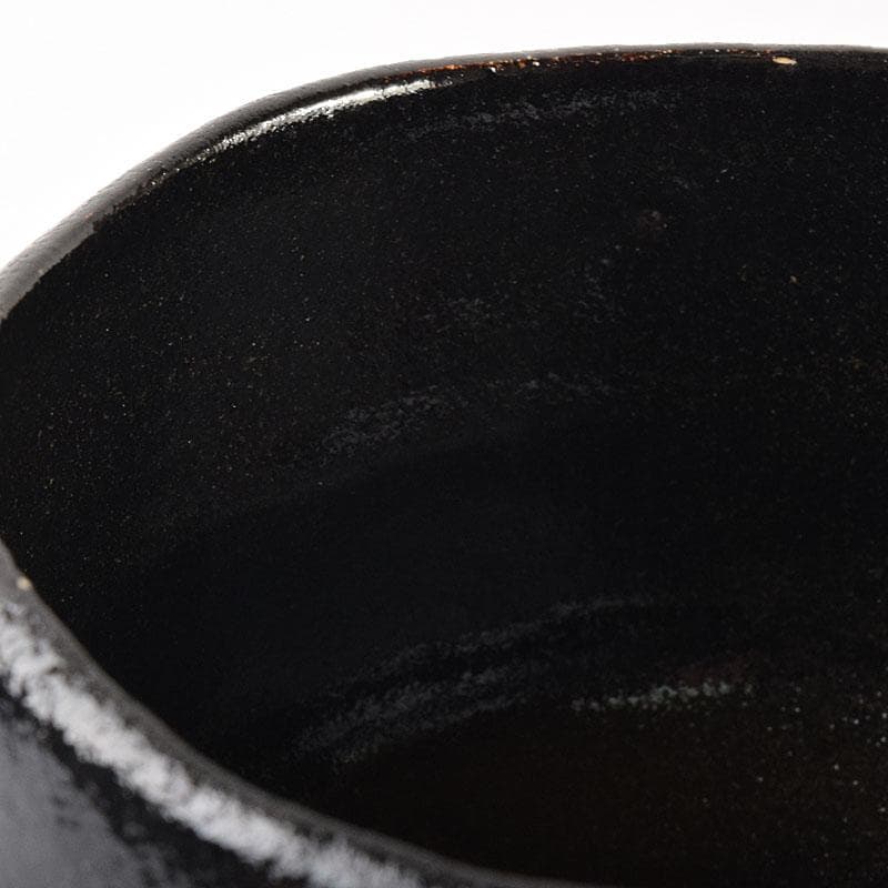 茶道具　楽焼　佐々木松楽造　黒楽茶碗　共布共箱　C　R8686