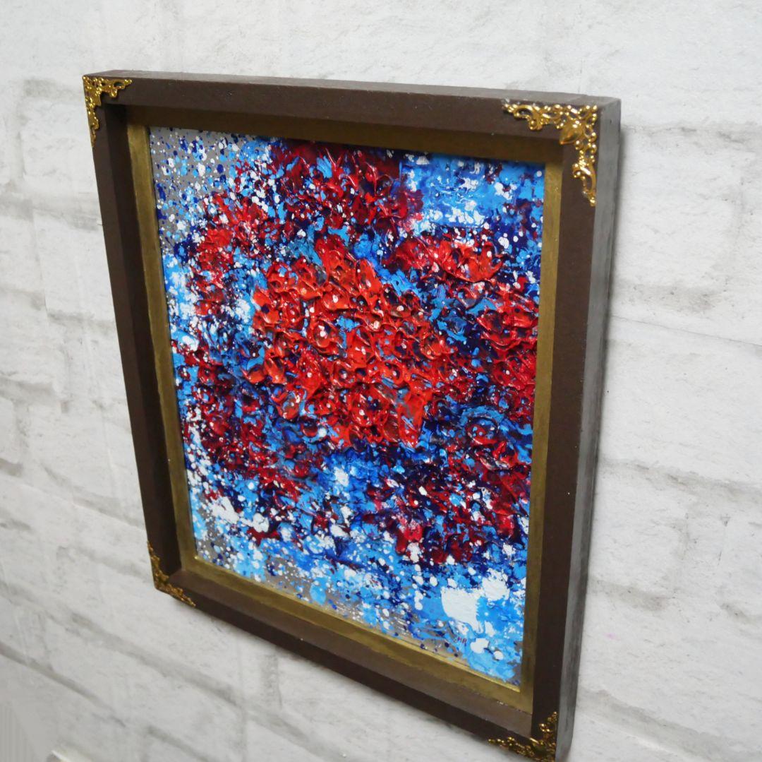 油絵 油彩 油彩画 絵 絵画【梅雨の赤い紫陽花の雨】