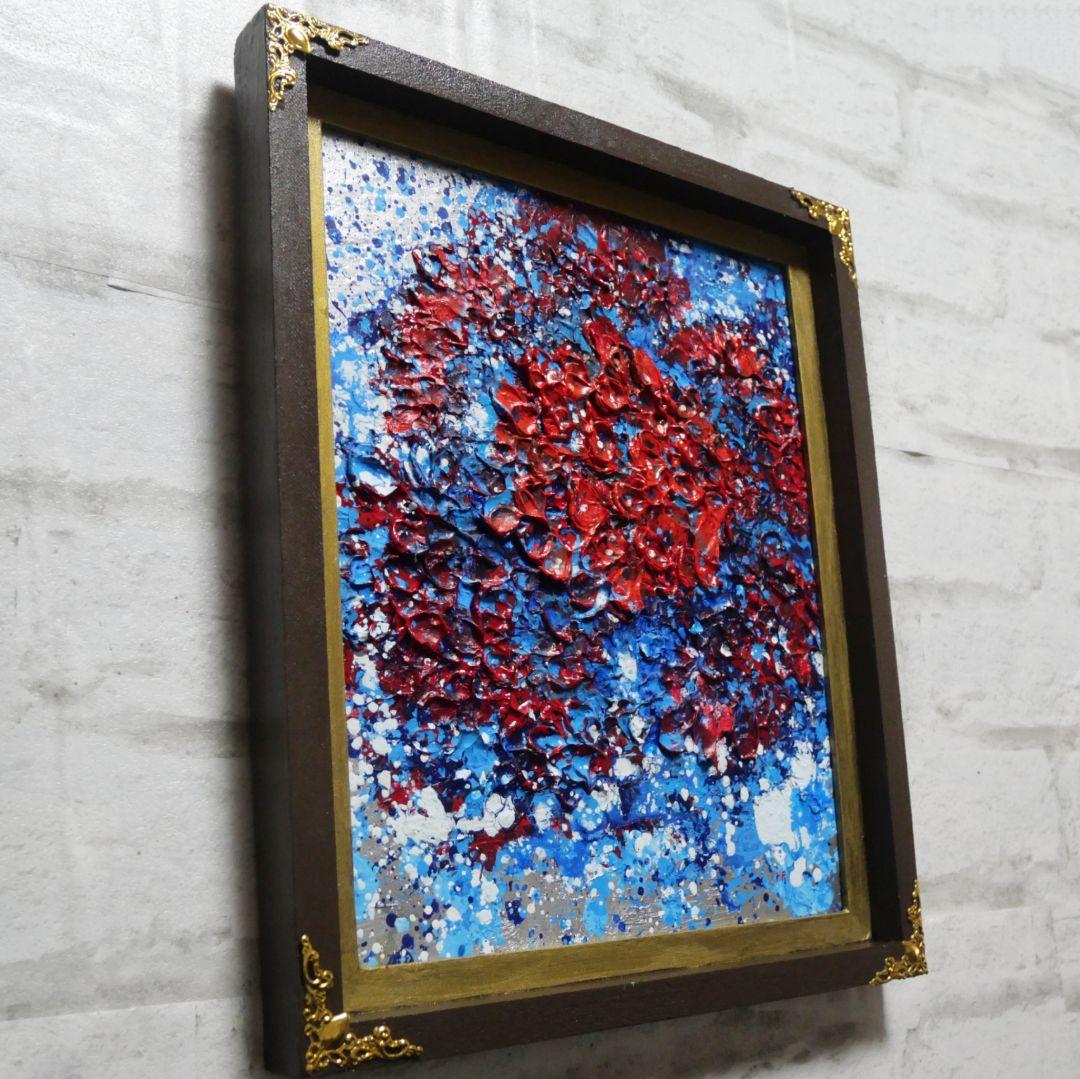 油絵 油彩 油彩画 絵 絵画【梅雨の赤い紫陽花の雨】