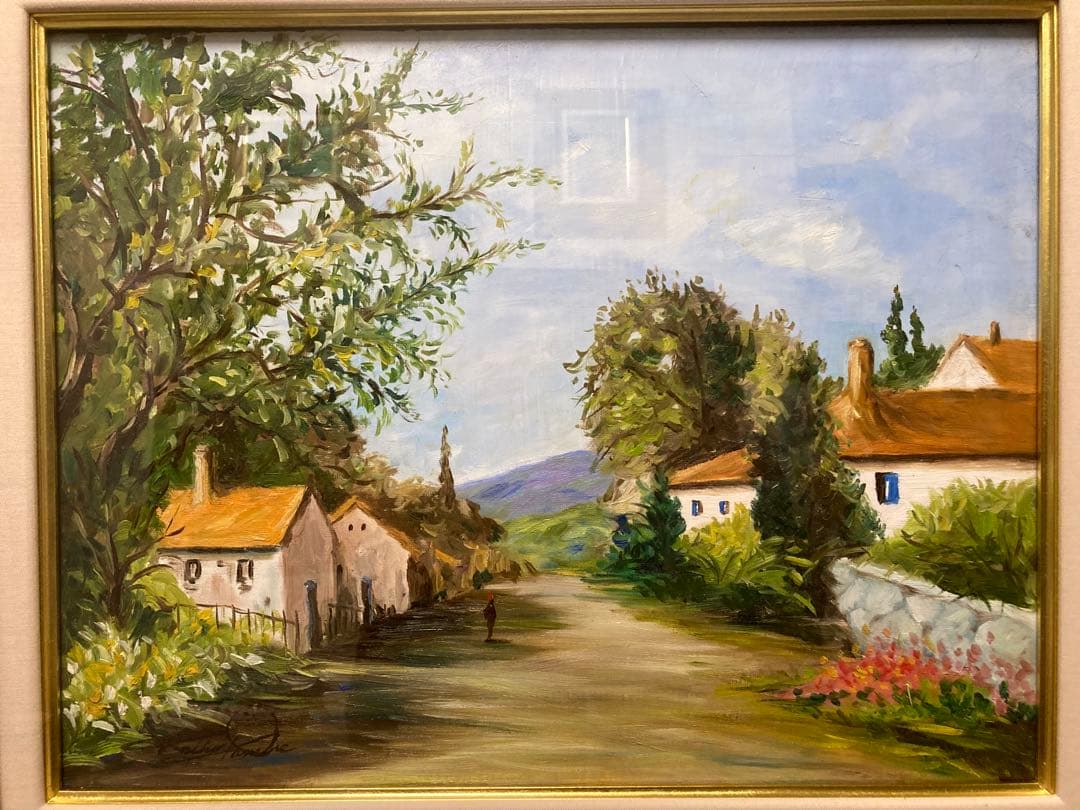 油彩　油絵　プロバンス風景　<神戸佳子> 美術年鑑掲載作家　直筆サイン　Ｆ６号