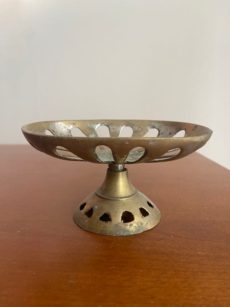 仏1920s 真鍮透かし台座皿 初期デコ