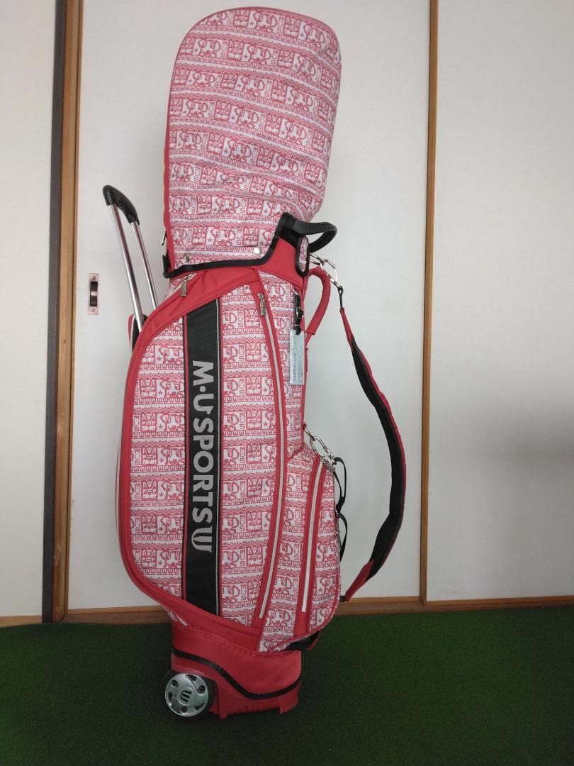 M.U SPORTS 赤 パターン入り キャディバッグ