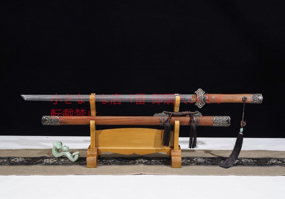 豪華牡丹唐横刀模様鋼二溝酸枝木 古兵器 武具 刀装具 日本刀 模造刀 居合刀