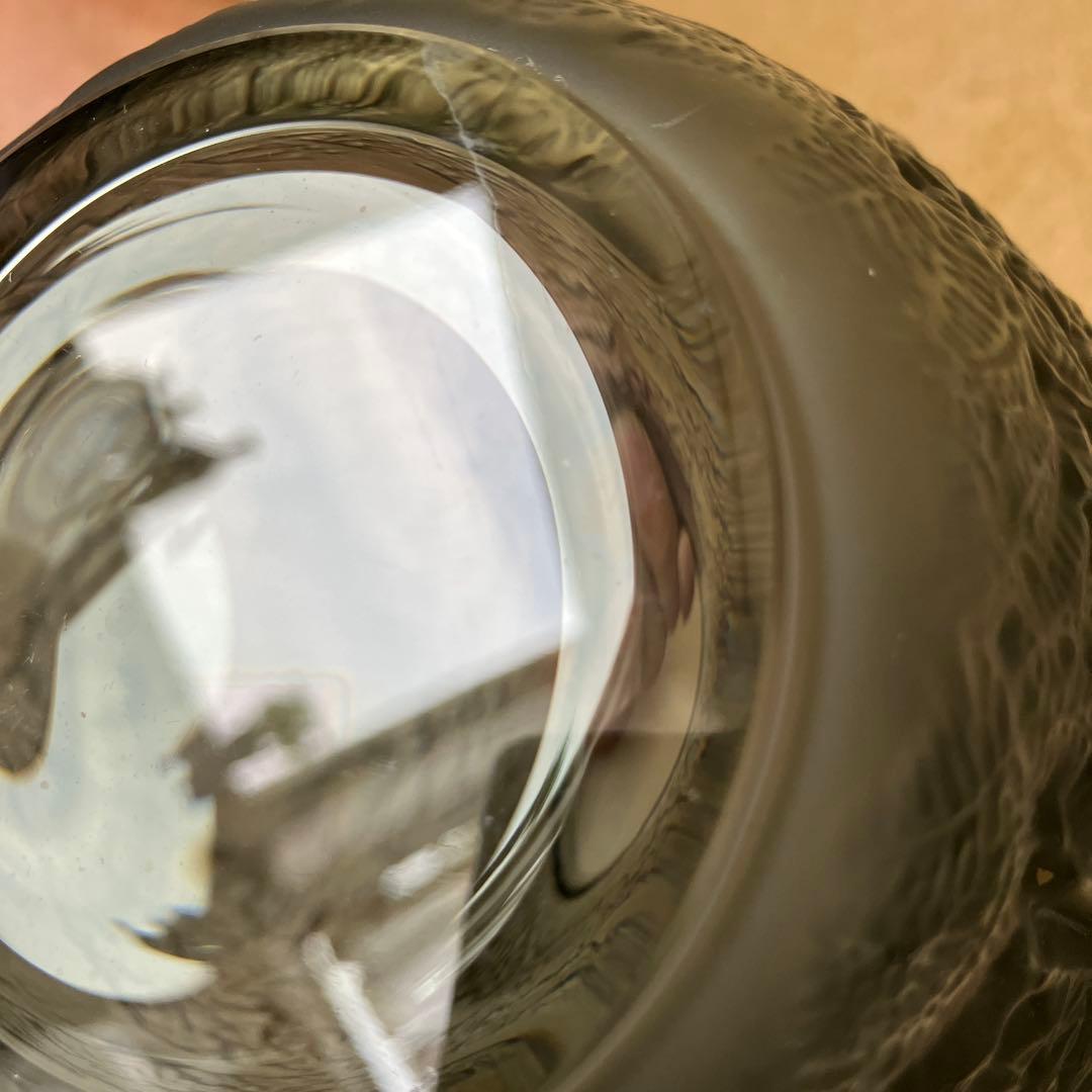 LALIQUE グレー ガラス花瓶 動物模様