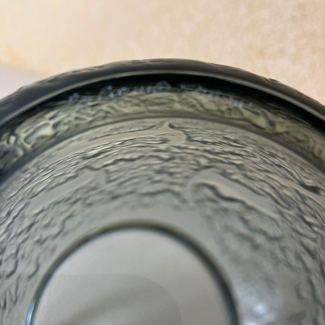 LALIQUE グレー ガラス花瓶 動物模様