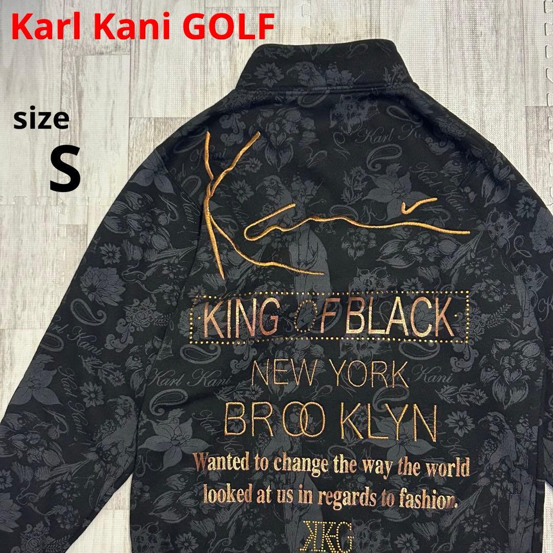 カールカナイ ゴルフ 総柄 刺繍 プリント ペイズリー スウェット ハーフジップ