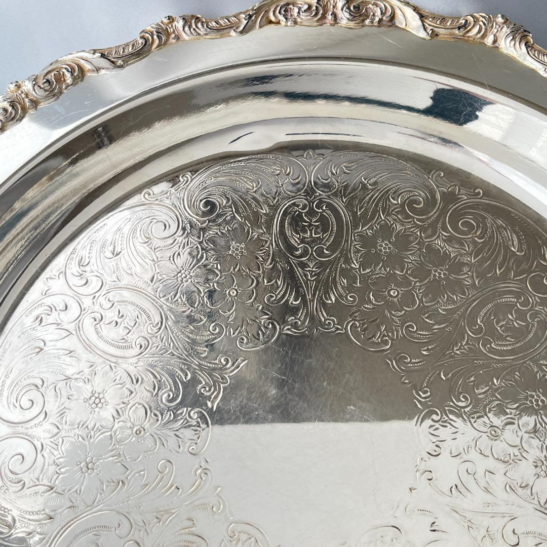 【POOLE】サルヴァ / ドリンクトレー【シルバープレート】30cm フット付