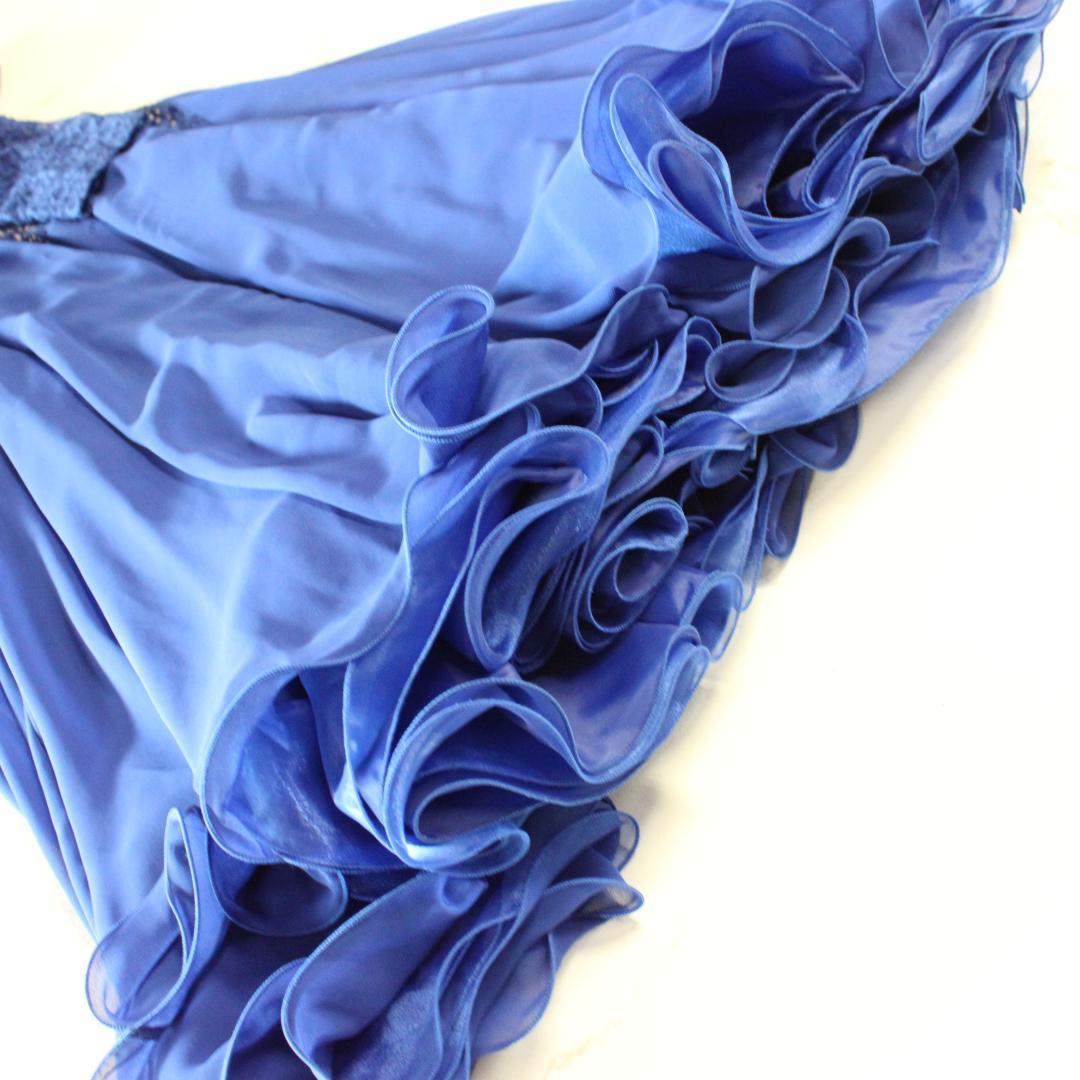 【社交ダンス用衣装 美品】ロイヤルブルー ラインストーン付き ドレス ワンピース