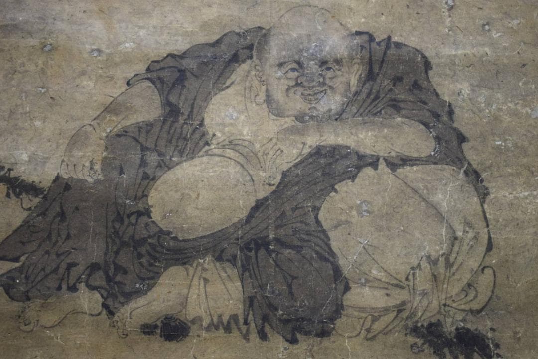 模写/狩野元信/布袋図/大幅/布袋屋掛軸HG-684