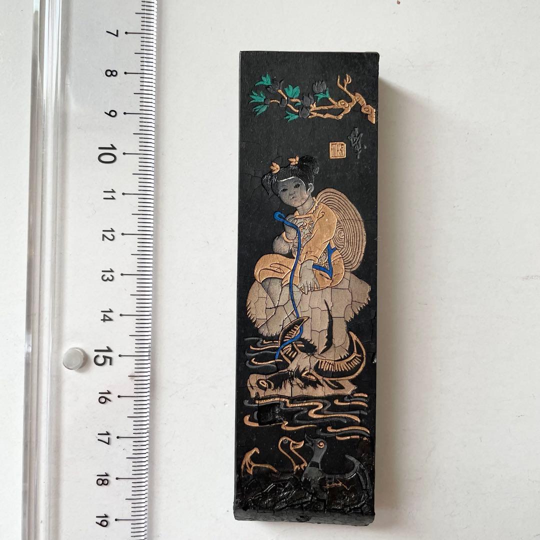 書道具　中国古墨　水光春色　油煙101 上海墨廠　61g 使いかけ