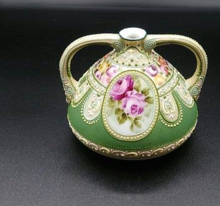 希少 オールドノリタケ メイプルリーフ エナメル盛り上げ 花瓶