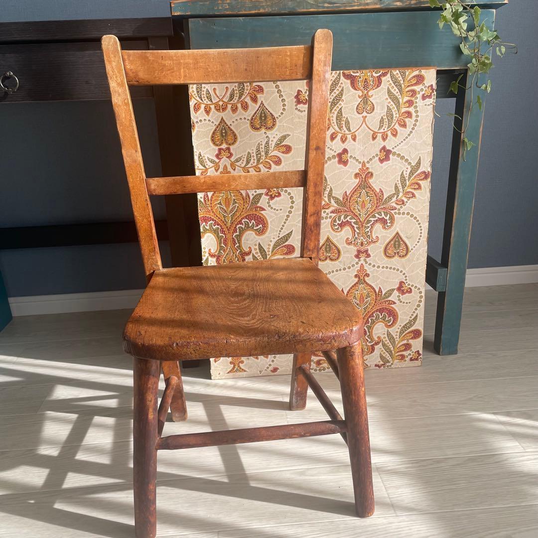 アンティーク/イギリス製/子供用/椅子/木製