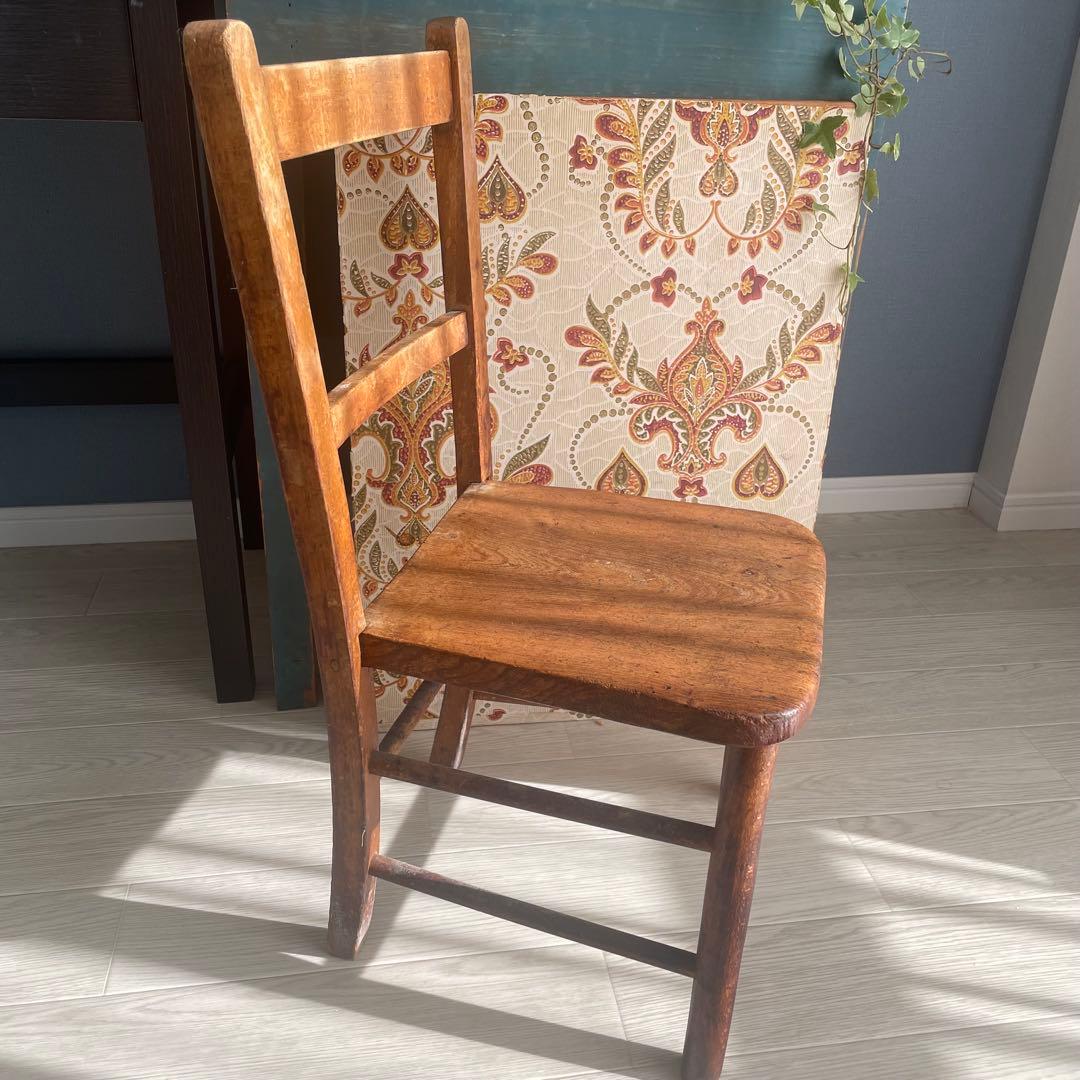 アンティーク/イギリス製/子供用/椅子/木製