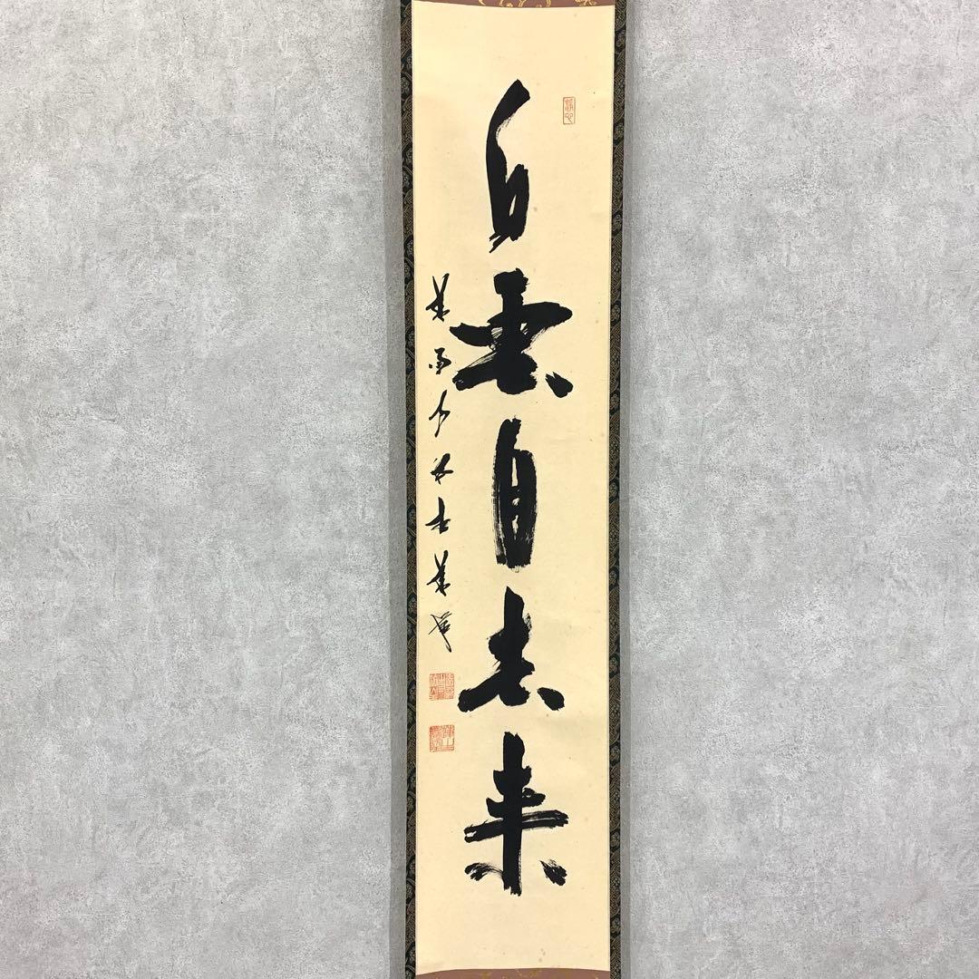 掛軸 白雲自南来 箱無し 茶掛 茶道具 一行書 ①