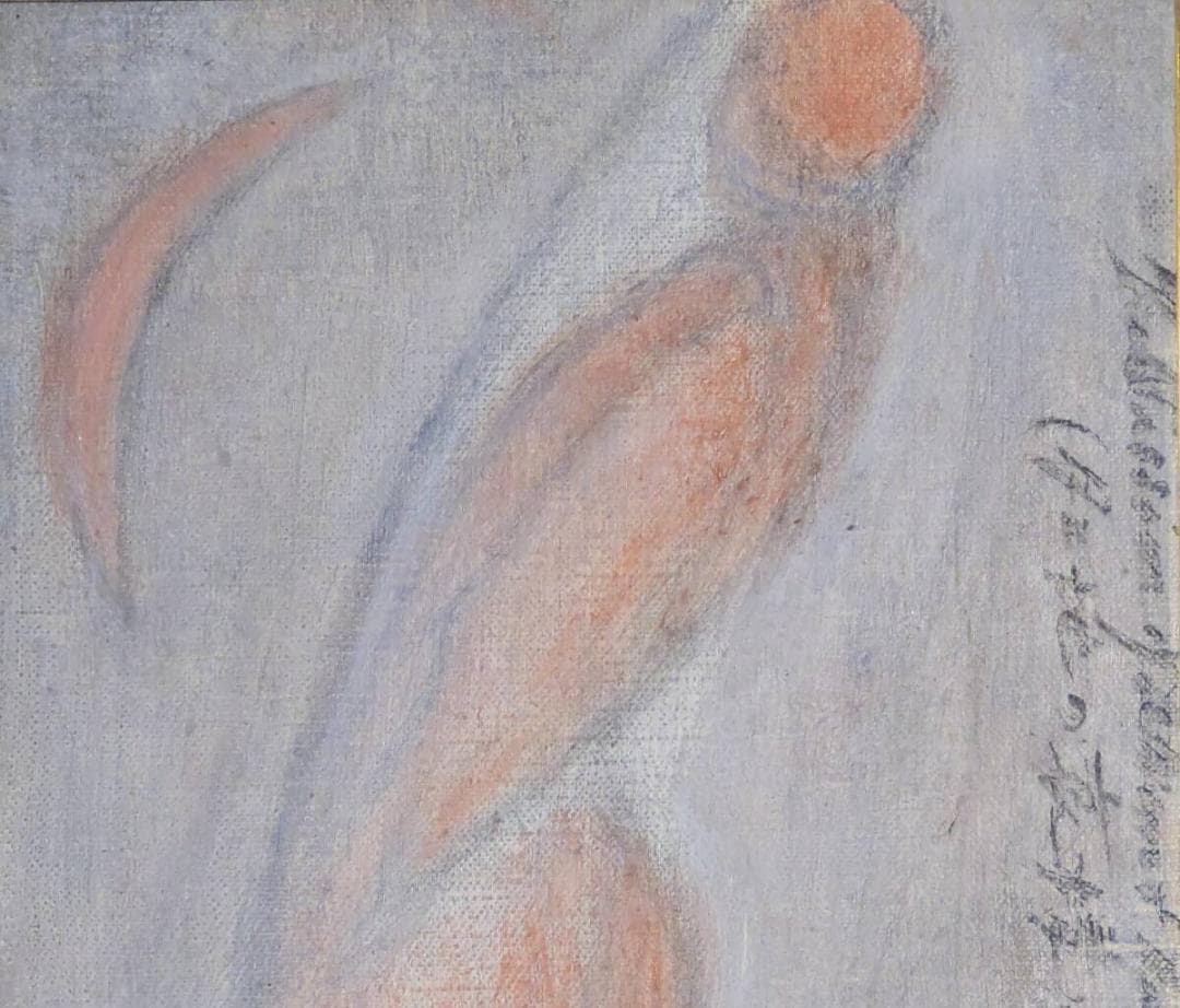 【真作】絵画　池田淑人　油彩SM　月と地の哀情　詩情漂う女性像　箱入　W191