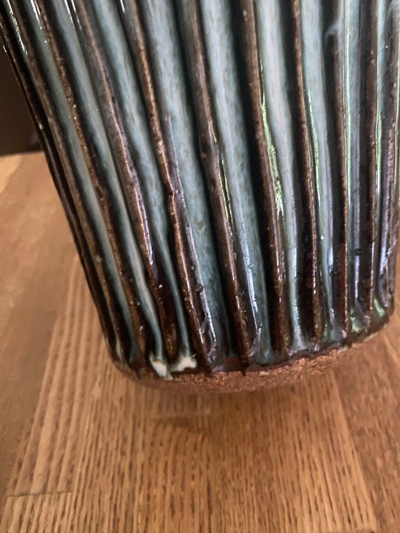 陶器　花器　島根県松江　袖師窯 尾野友彦　しのぎ