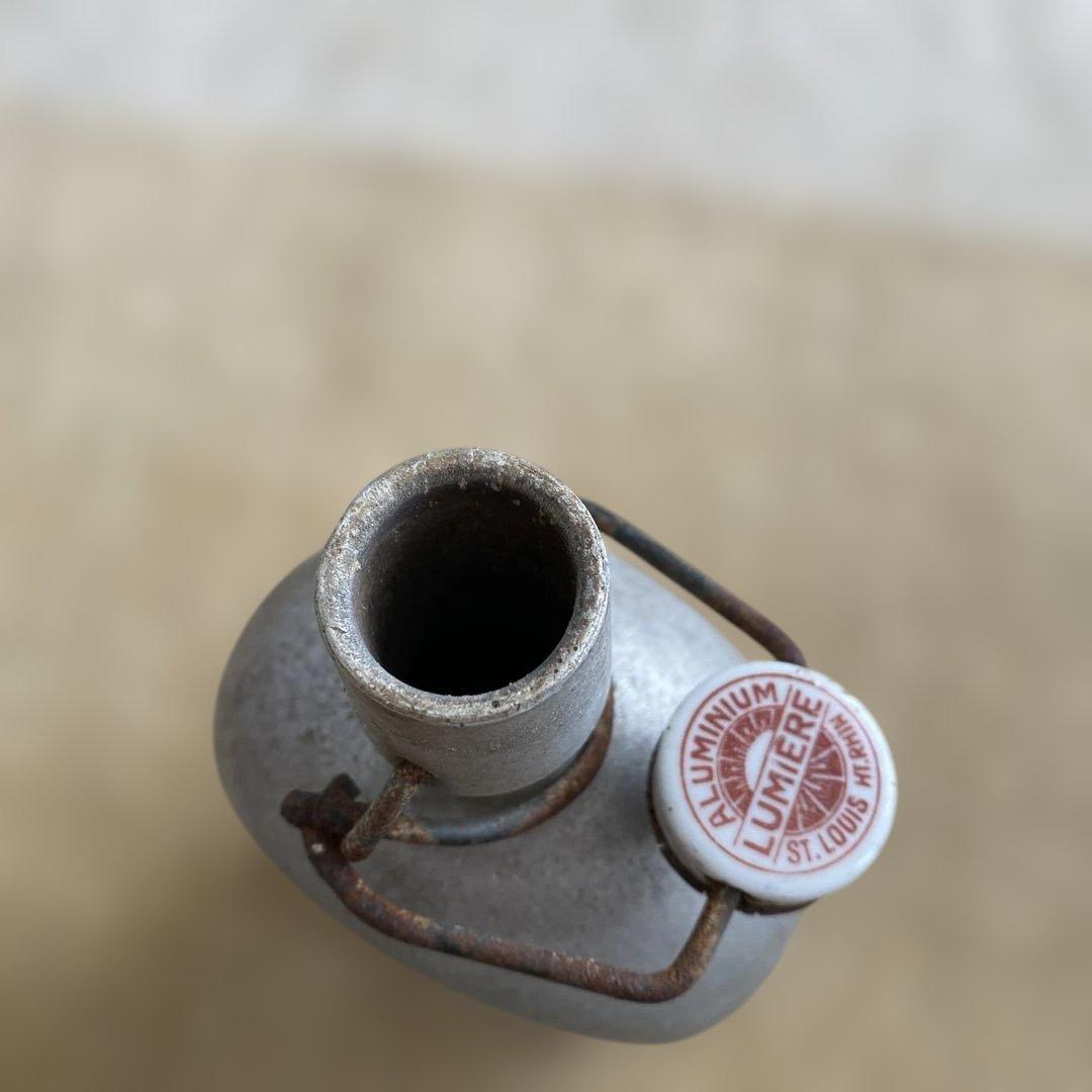 フランス　アンティーク　水筒　ヴィンテージ金属ボトル