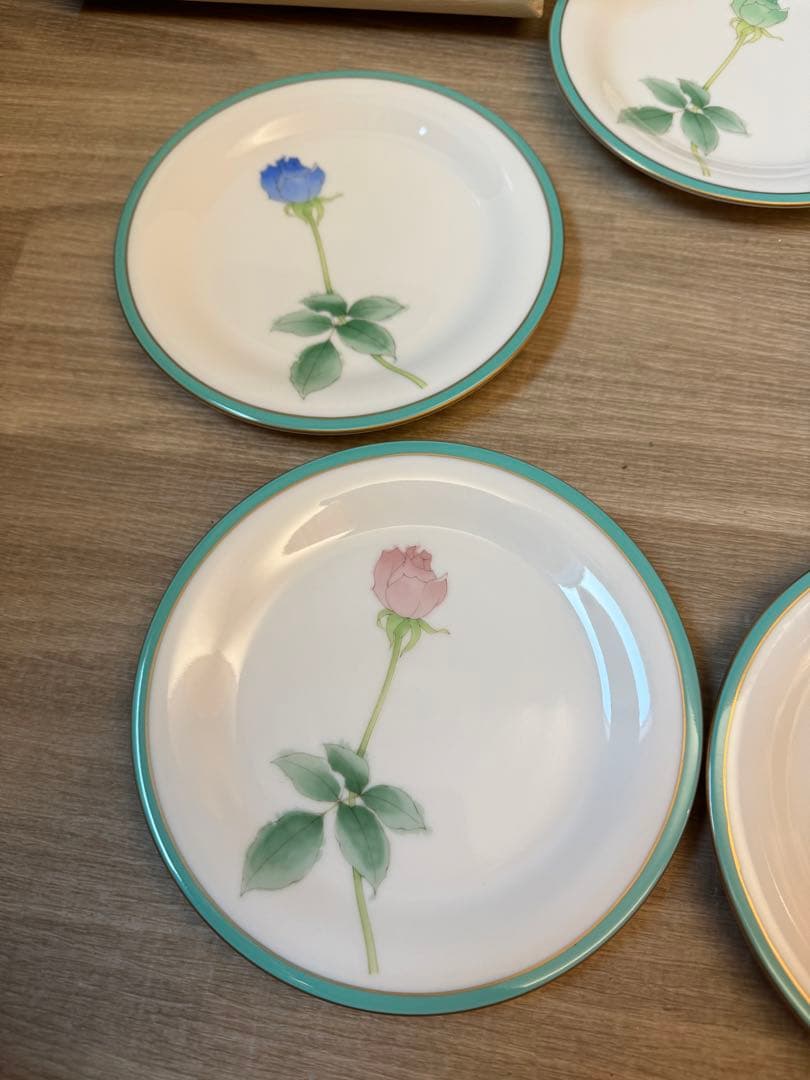 1506 香蘭社　ブライトローズ　中皿　5客　金彩　未使用