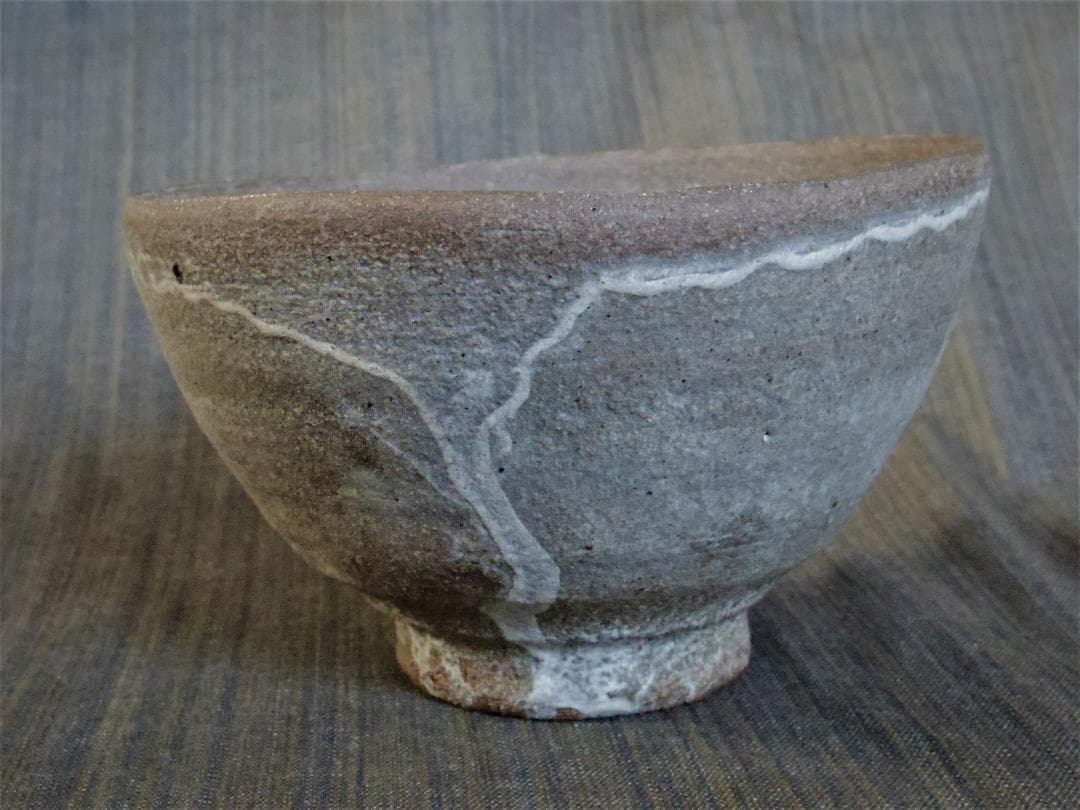 希少★金重有邦【師：金重素山、金重陶陽】★灰釉茶碗★黒田陶苑個展作品