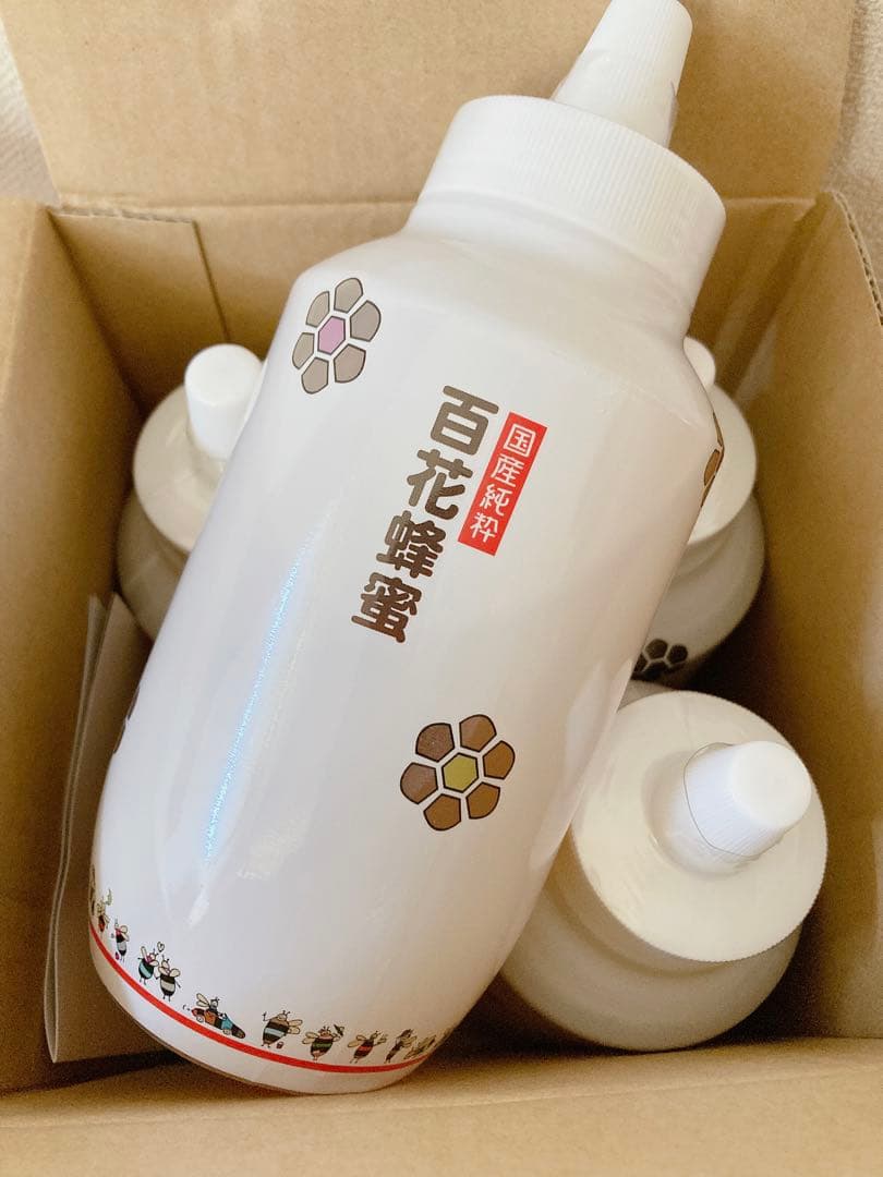 国産百花はちみつ 国産純粋百花はちみつ　　国産はちみつ　4本
