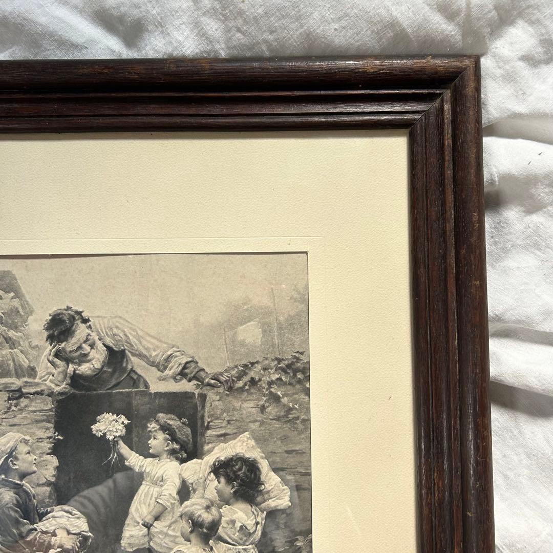 フランスアンティーク　フレデリックモーガン　リトグラフ　絵画　壁掛け　額装品