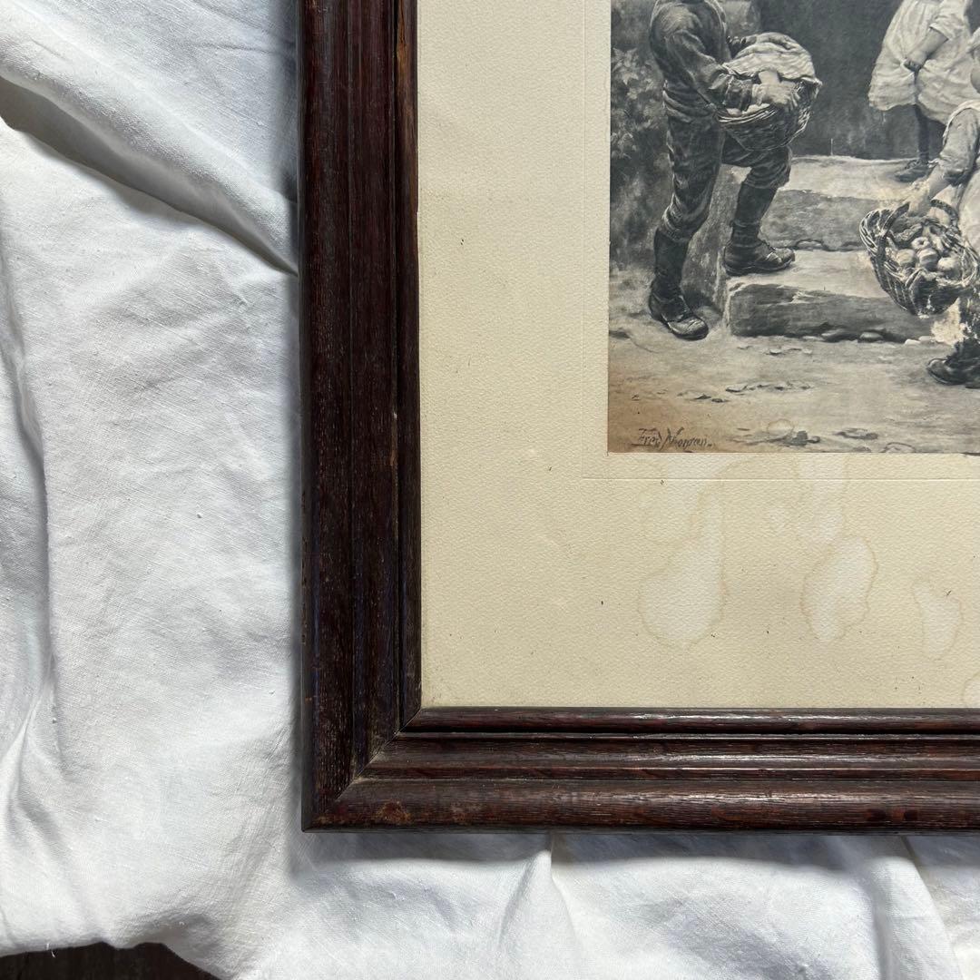 フランスアンティーク　フレデリックモーガン　リトグラフ　絵画　壁掛け　額装品