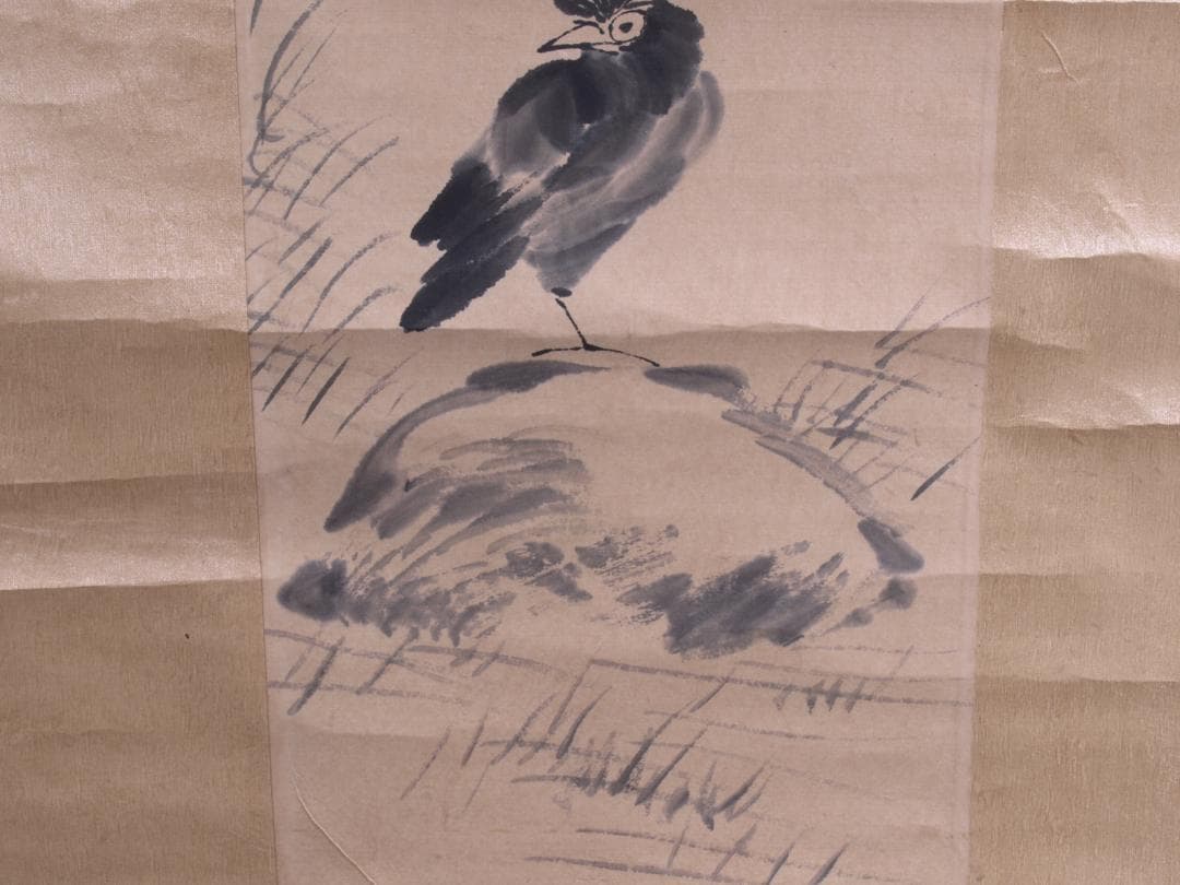 蔵整理品　中国清時代掛け軸　肉筆水彩絵　骨董品　I1554A13-1