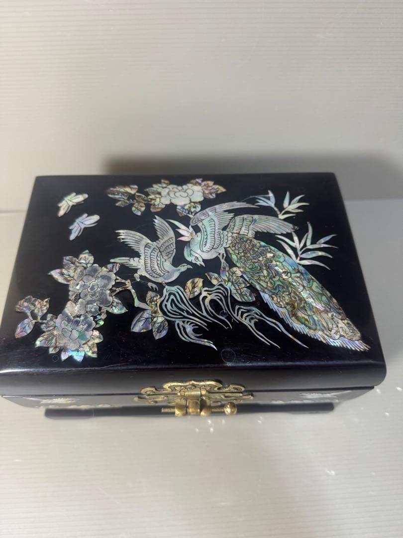 2565 螺鈿細工 花鳥　宝石箱 小物入れ 漆器 アクセサリーケース