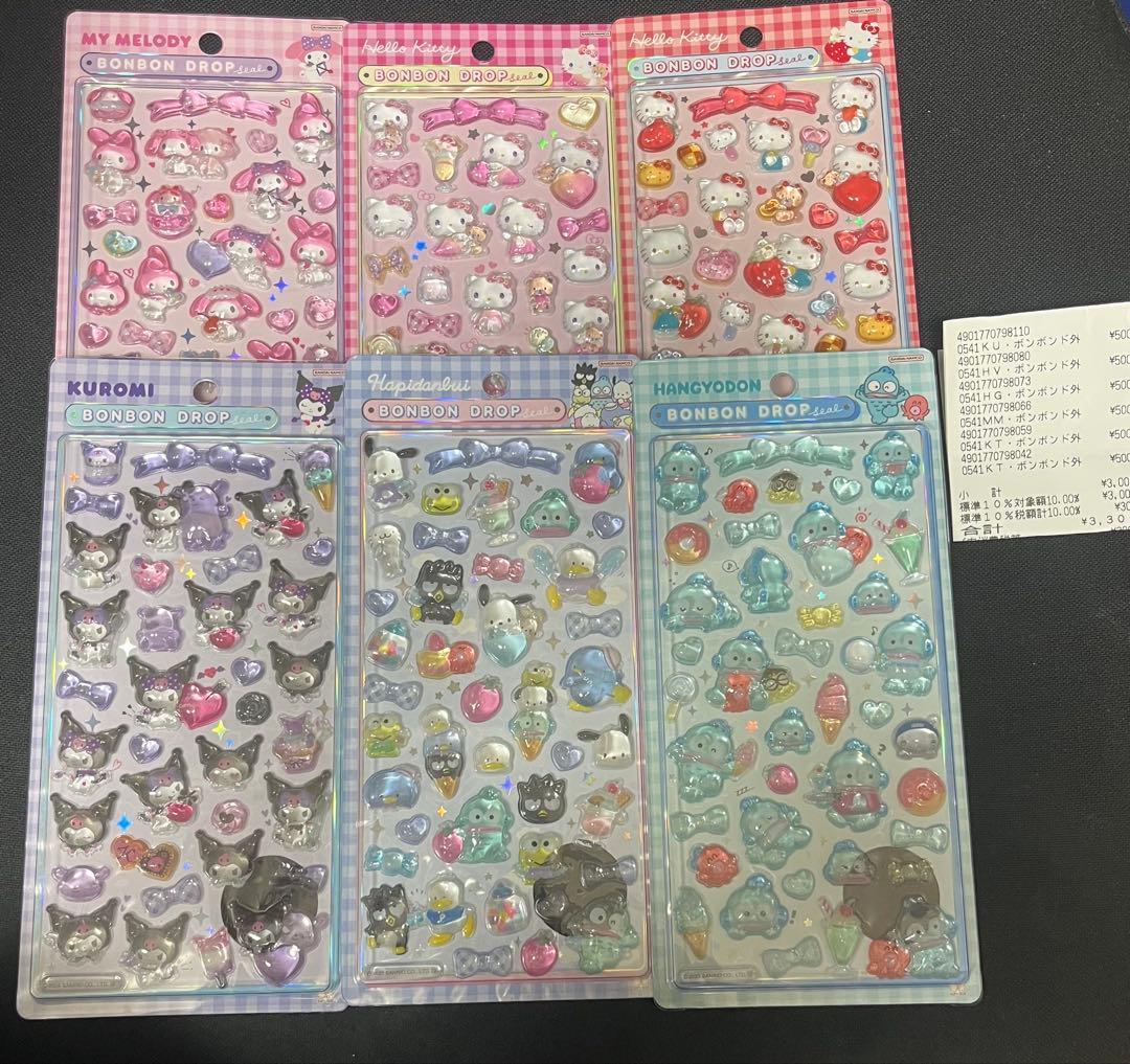 お値下げ ボンボンドロップシール サンリオ 6種 正規品 はぴだんぶい キティ