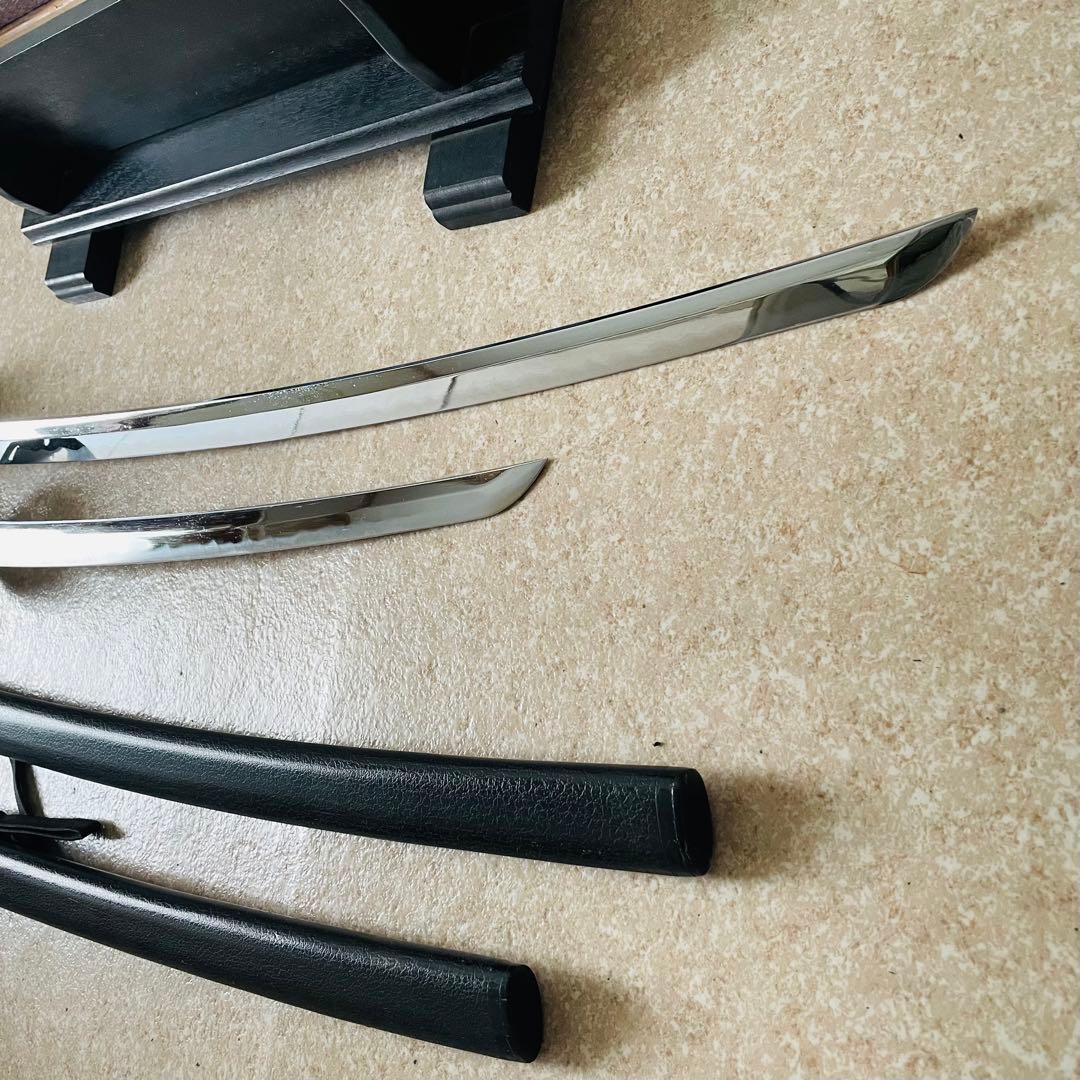 模造刀 日本刀 武具 刀剣 居合刀 太刀 脇差 2本セット 刀掛け 刀置き015