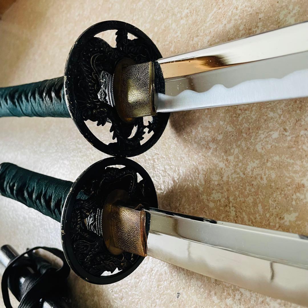 模造刀 日本刀 武具 刀剣 居合刀 太刀 脇差 2本セット 刀掛け 刀置き015