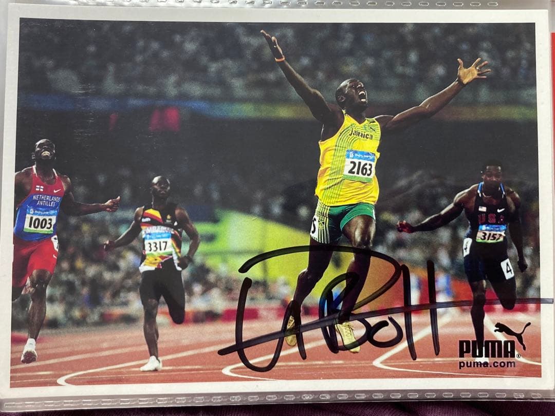 Usain Bolt ウサイン・ボルト　サイン入りブランドカード（ハガキ大）