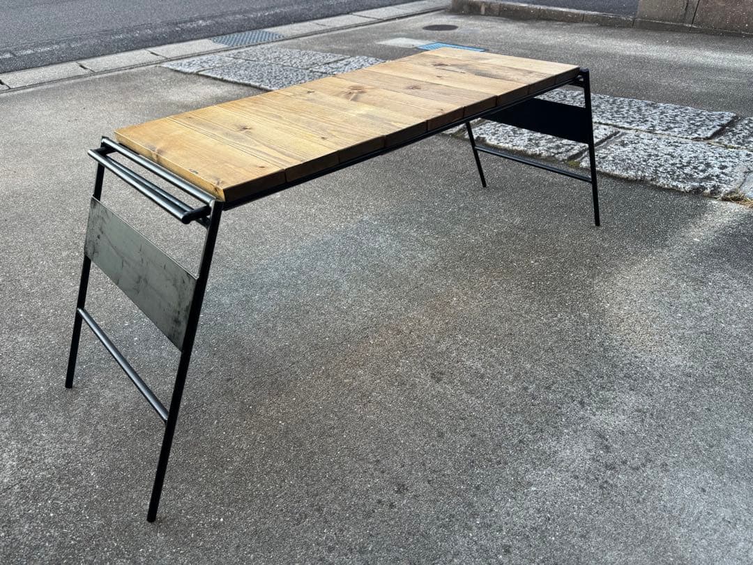 アイアン工房　アイアンテーブル　(太板)収納バック付