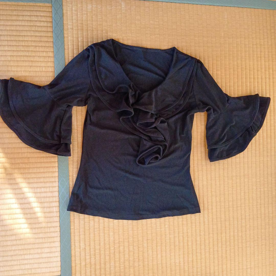 フラメンコ衣装セット 黒と白の水玉とダンスシューズ