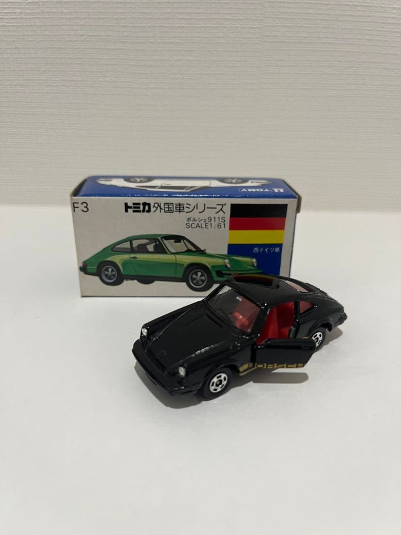 トミカ 青箱 F3 ポルシェ 911S (黒/金タンポ) レアな黒 当時物 絶版