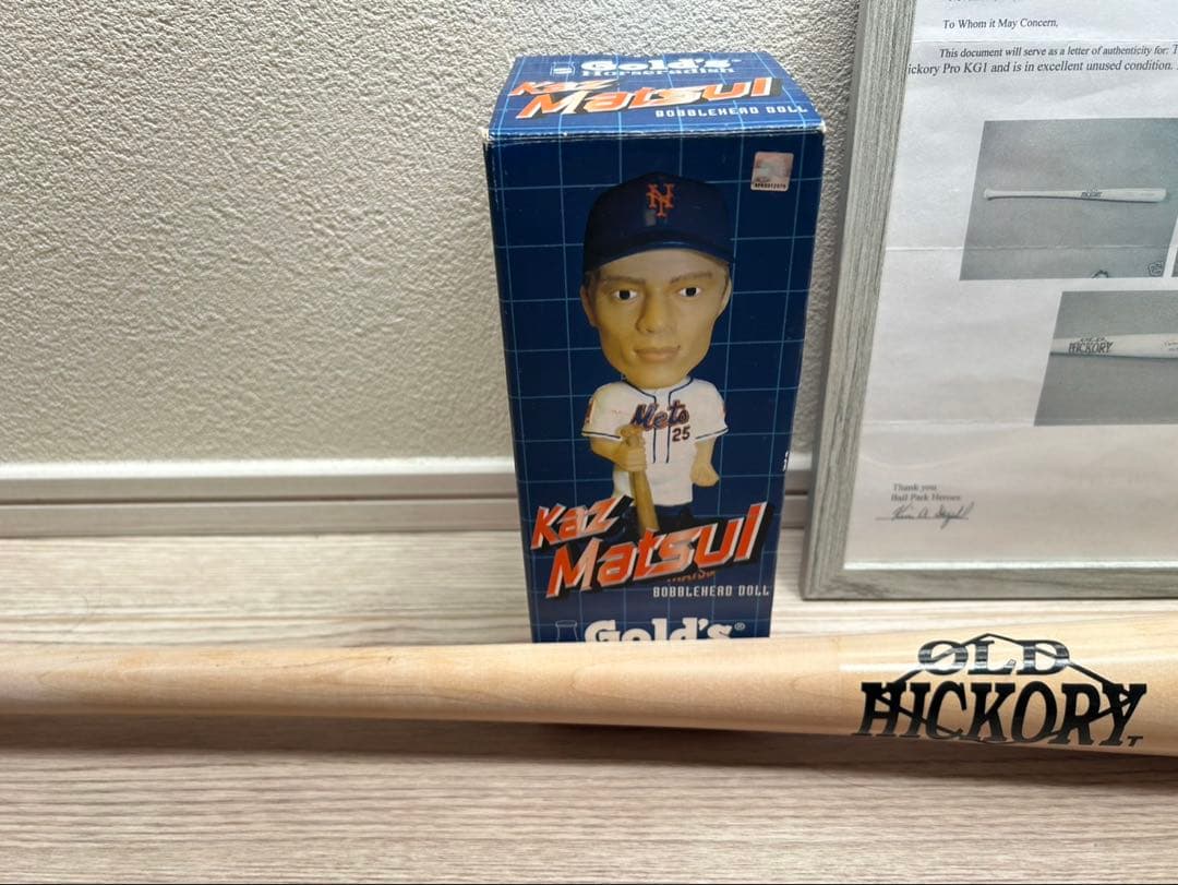 松井稼頭央 NYメッツ サイン入りバット　ボブルヘッド