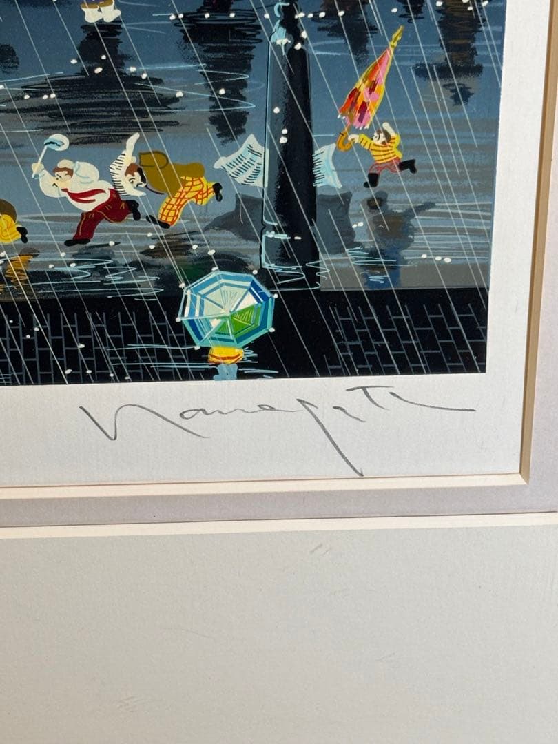 [真作] ヒロ・ヤマガタ 秋『土砂降り』 シルクスクリーン 75/38直筆サイン