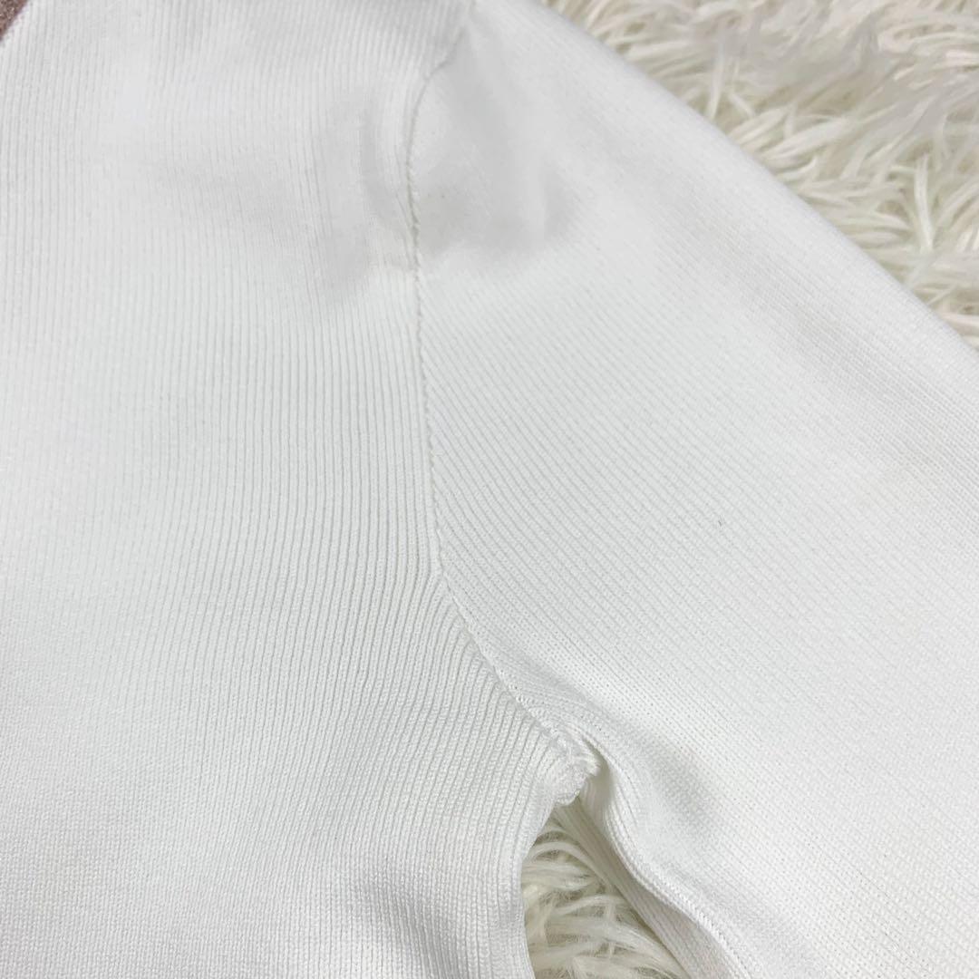 【にゃん様】エイミーゴルフ　ハイネック リブニット　ホワイト　ロゴラメ入り　F