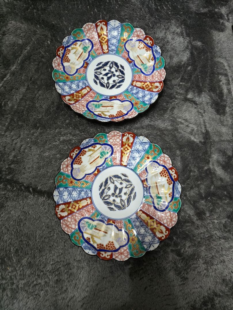 名品 林九郎 三方割元禄地紋和皿 古美術品(懐石料理道具輪花皿菊形皿)