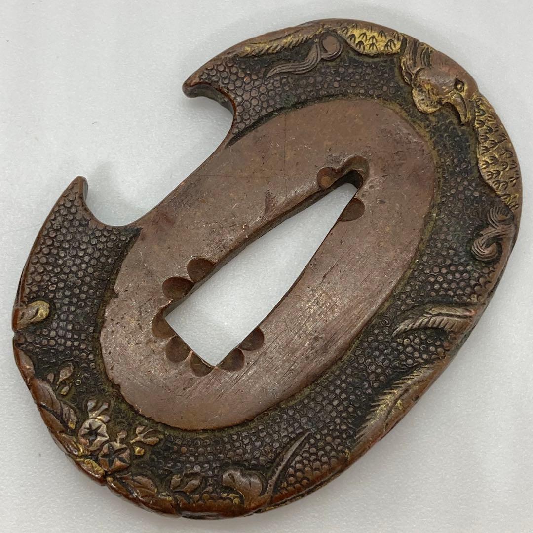 121806 アンティーク金工　刀剣　五三の桐鳳凰　柄　かんざし　帯留めに