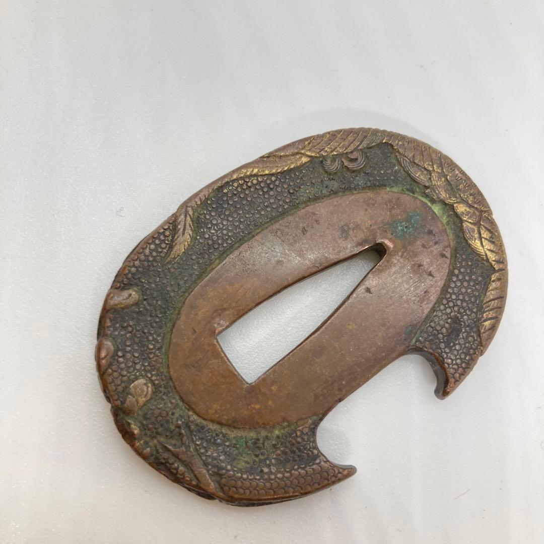 121806 アンティーク金工　刀剣　五三の桐鳳凰　柄　かんざし　帯留めに