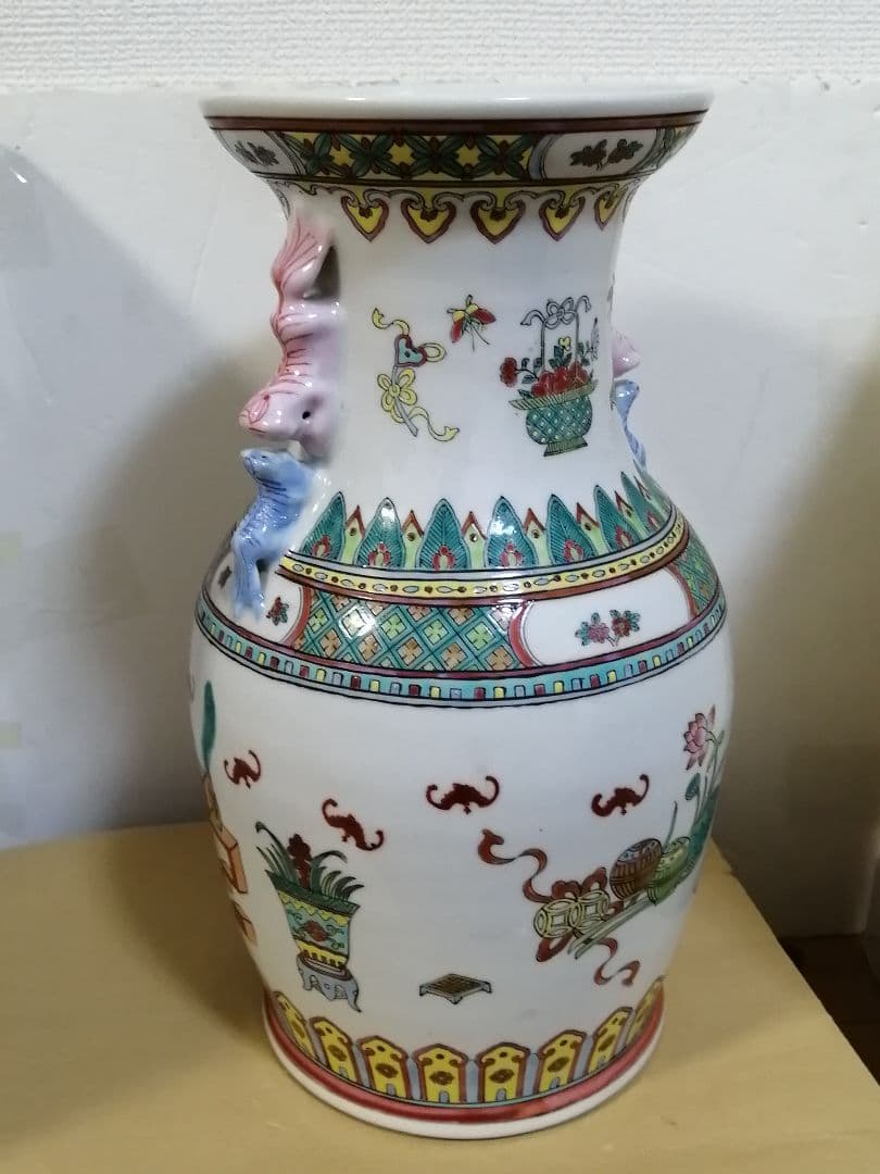 花瓶 窯印:大清同治年製 時代物 高約37cm 送料無料