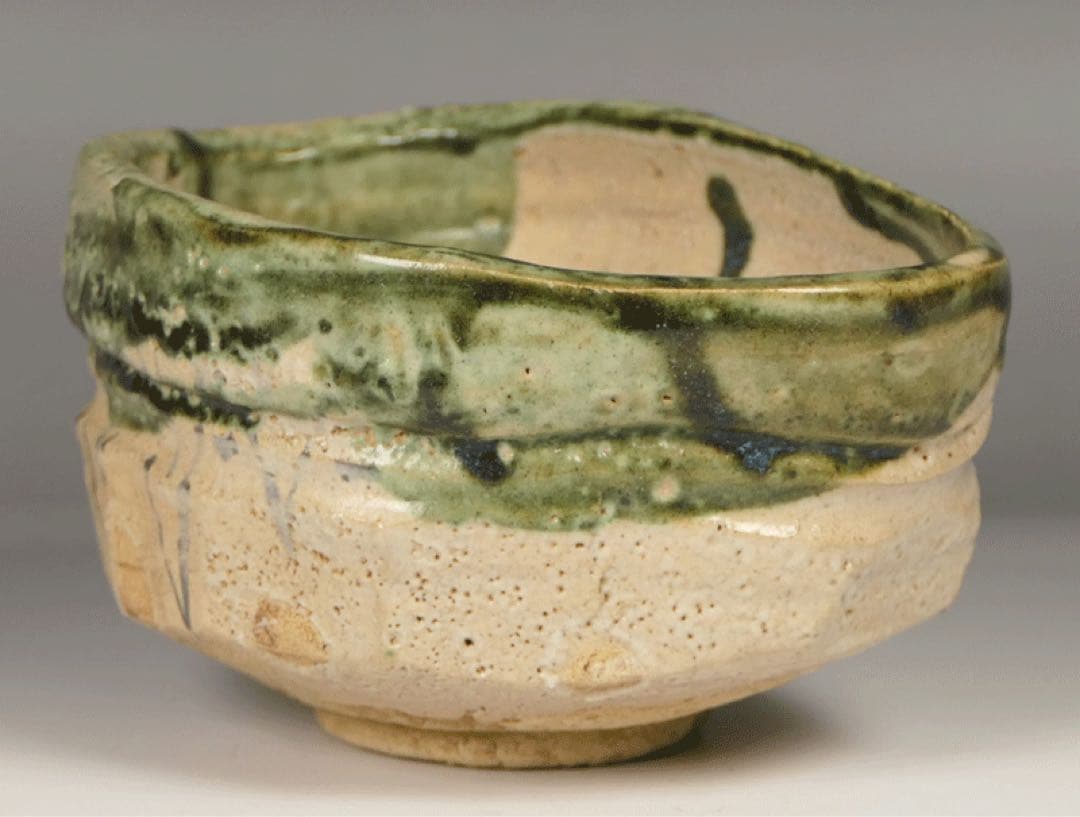 【織部 沓形茶碗 】沓型 美濃焼 織部釉 織部焼 民芸 民藝 柳宗悦 荒川豊三