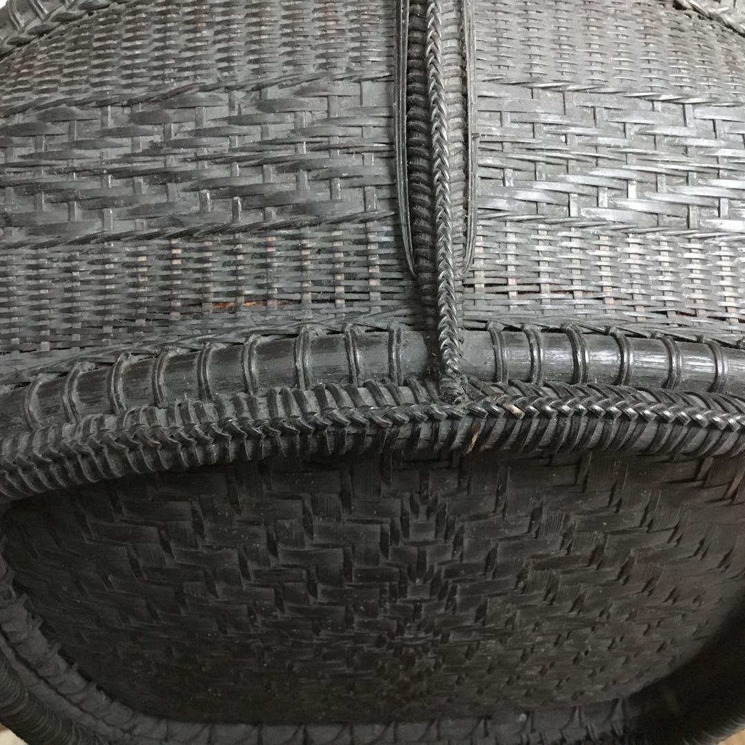 唐物　篭組　時代炭斗　茶道具　木箱付き