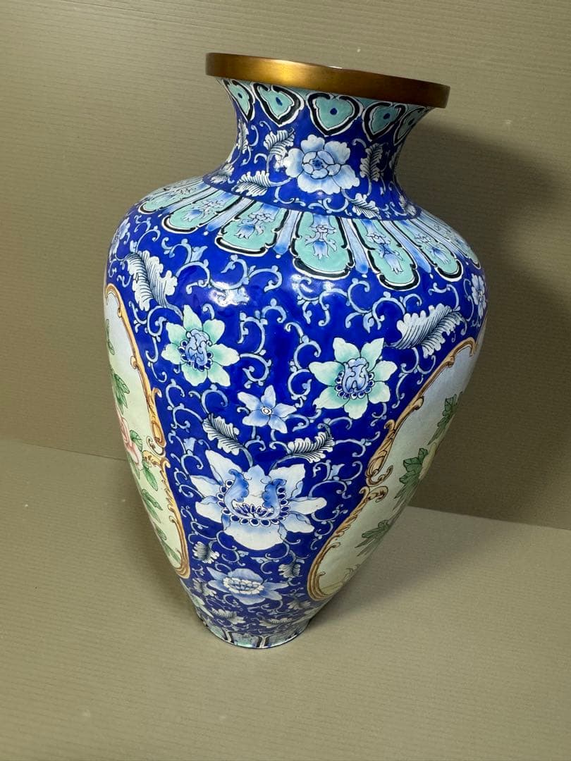 2309 七宝焼　花鳥文　琺瑯　花瓶