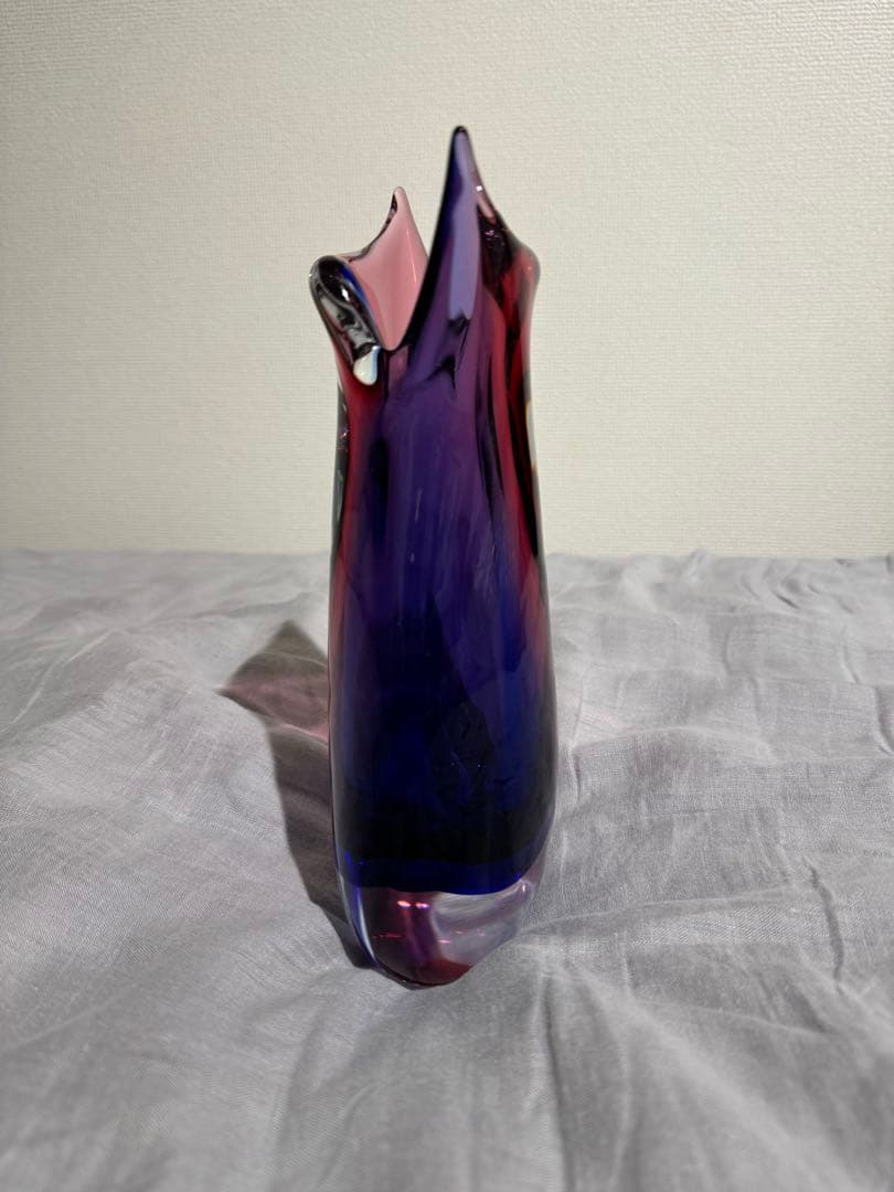 ヴェネツィアンガラス ムラーノガラス 花瓶 ローズ&ブルー