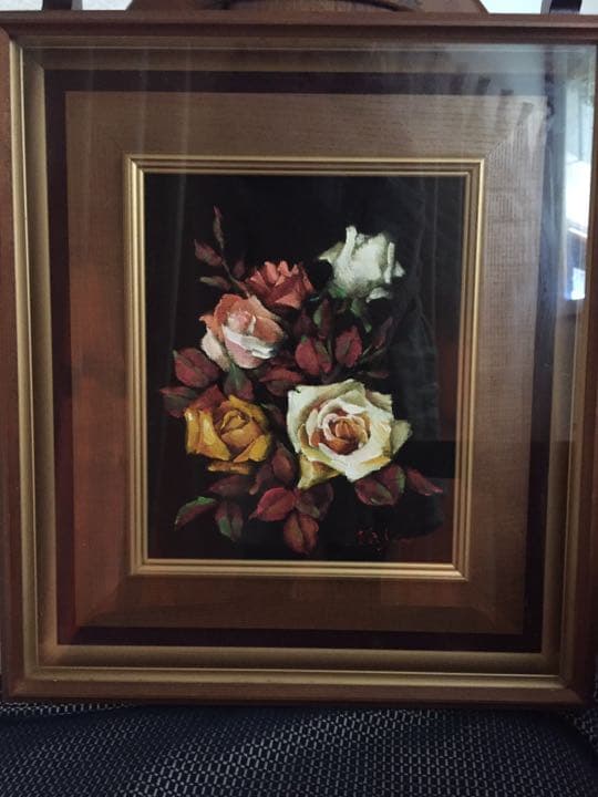 油絵 納屋修平 真作 バラ