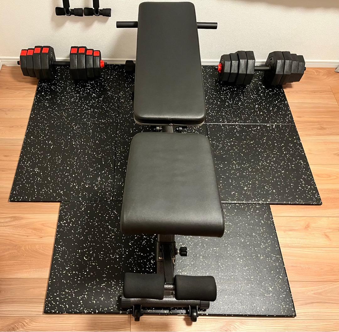 ベンチ、ダンベル、マット　セット