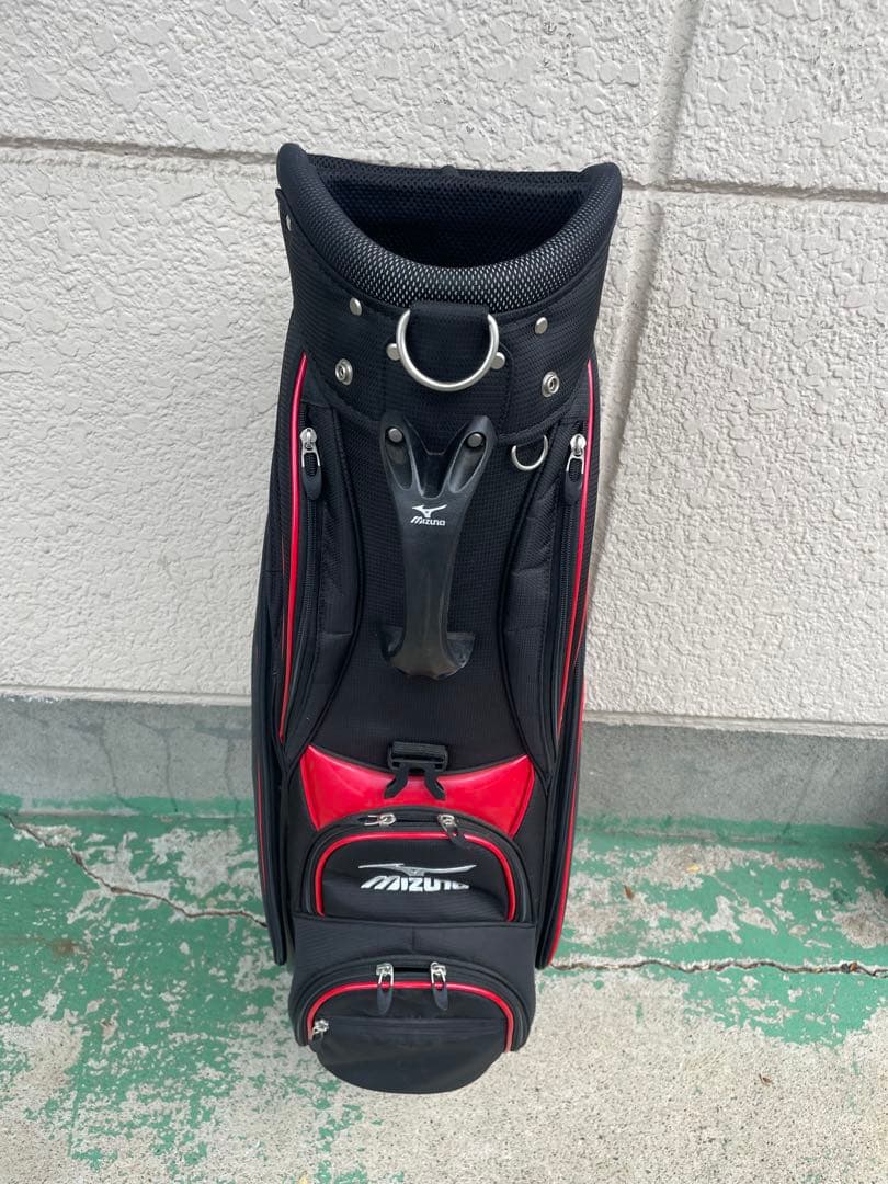 【美品・倉庫保管品】ミズノ　キャディーバッグ　ゴルフ　クラブケース　黒×赤
